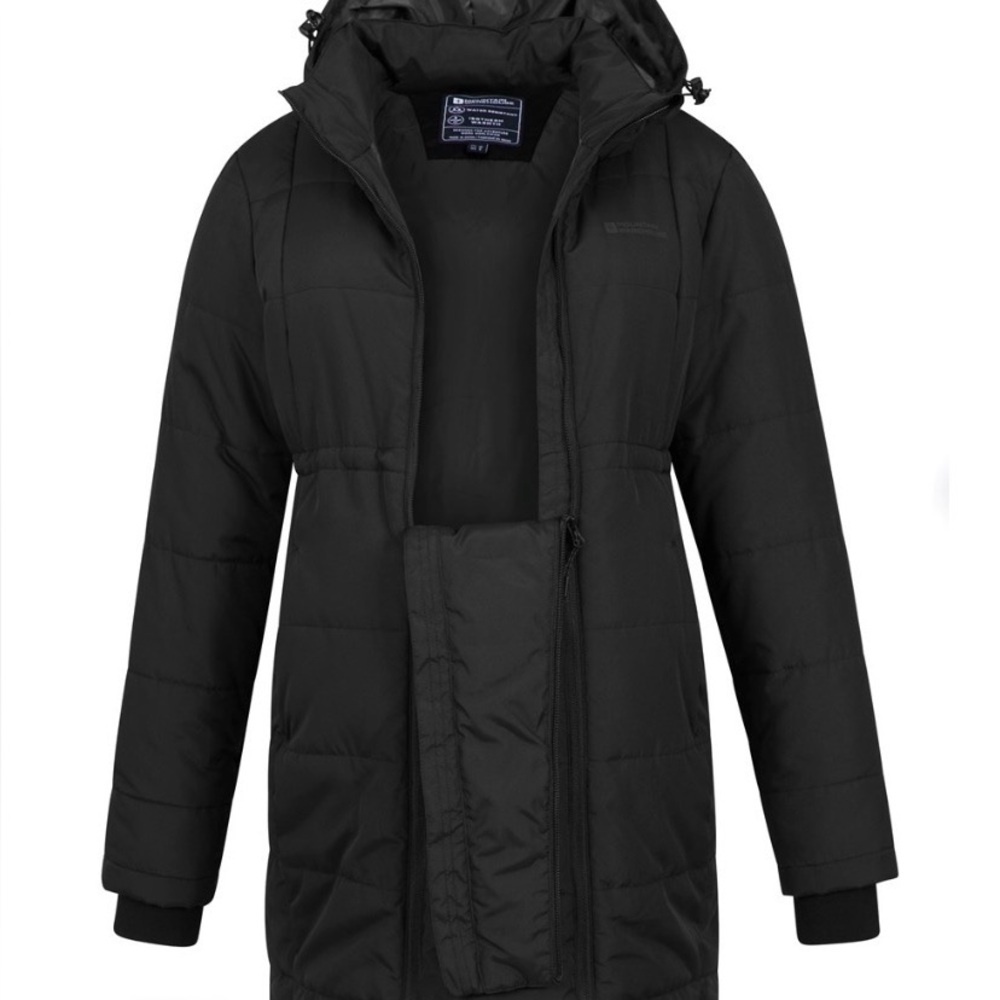 Mountain Warehouse Maternity Amethyst Womens Long Insulated Jacket Black, Size 4
